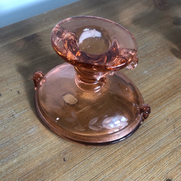 2x vintage aImperial Glass pink candlestick holders - Picture 2 of 4